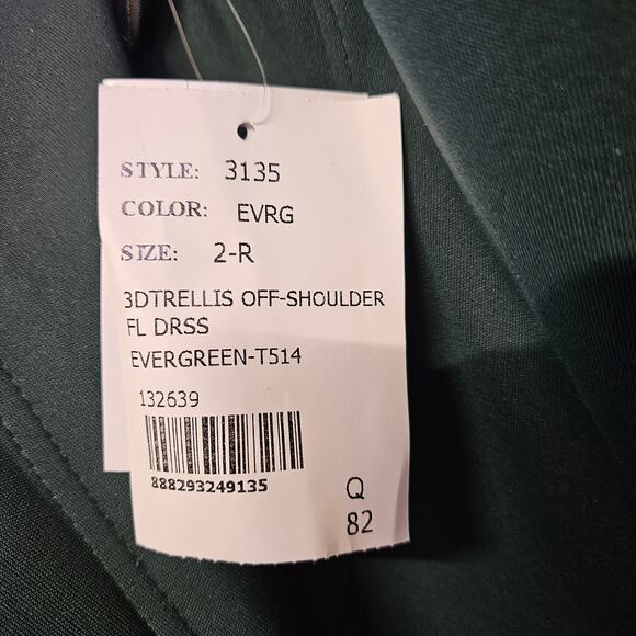 Dessy Collection Evergreen 3D Embroidered Off Shoulder Gown Size 2R NWT Fairy - Picture 7 of 9